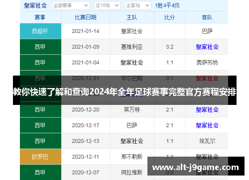 教你快速了解和查询2024年全年足球赛事完整官方赛程安排